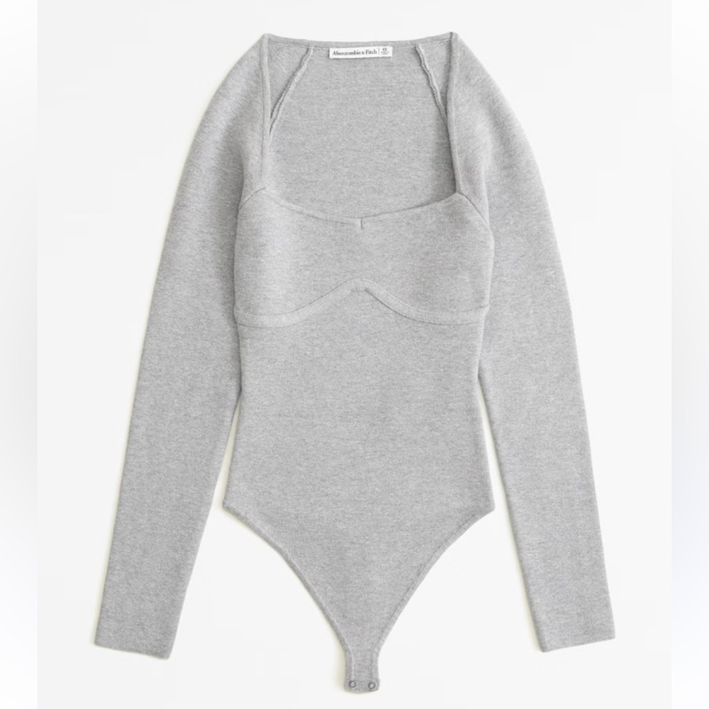 Abercrombie Corset Gray Long Sleeve Bodysuit